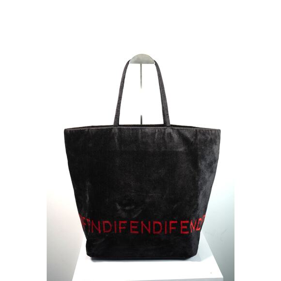 Vintage Fendi Corduroy Tote Bag Black FREE COA